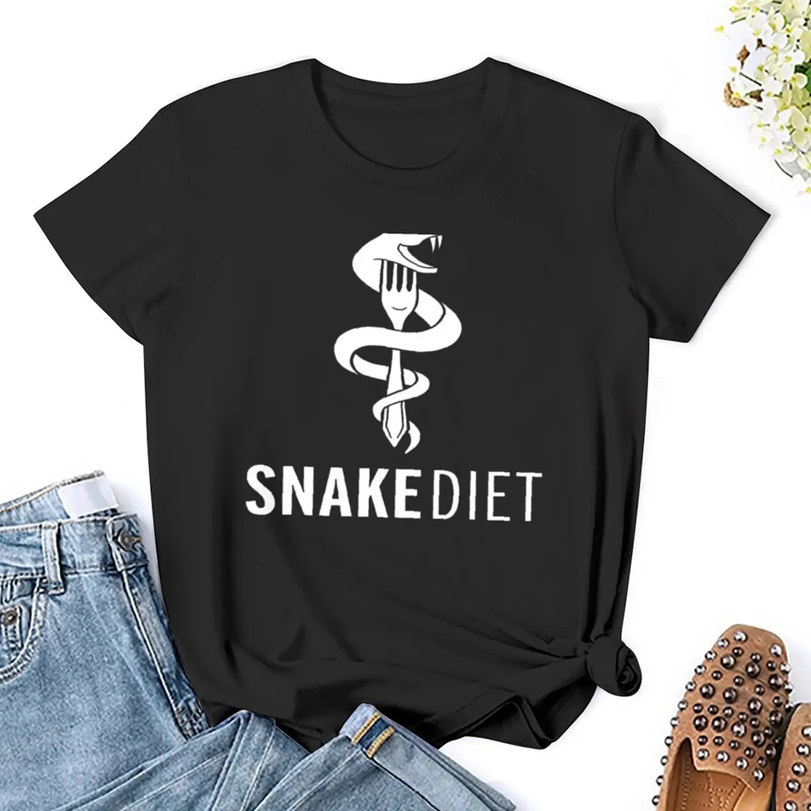 Snake Diet T-Shirt animal print shirt for girls plain funny Women clothes